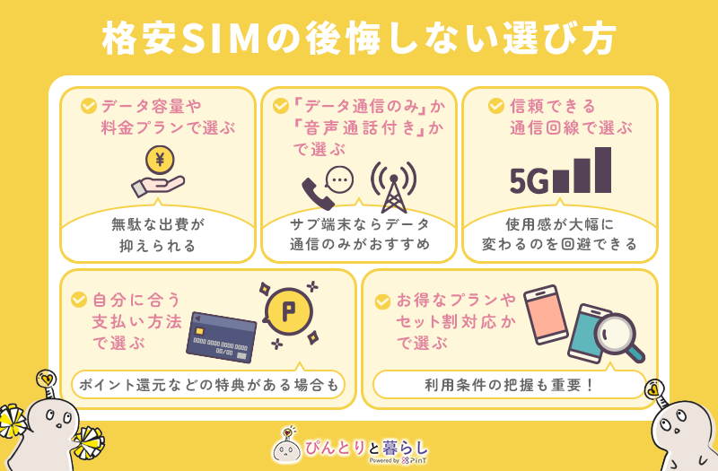 格安SIM（スマホ）の後悔しない選び方5選！注意点を理解して失敗を回避