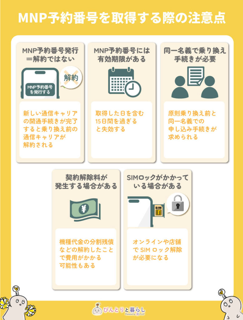 MNP予約番号を取得する際の注意点