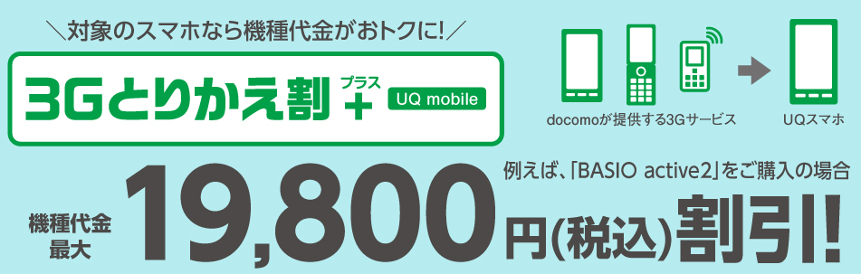 3Gとりかえ割プラス（UQ mobile）LP画像