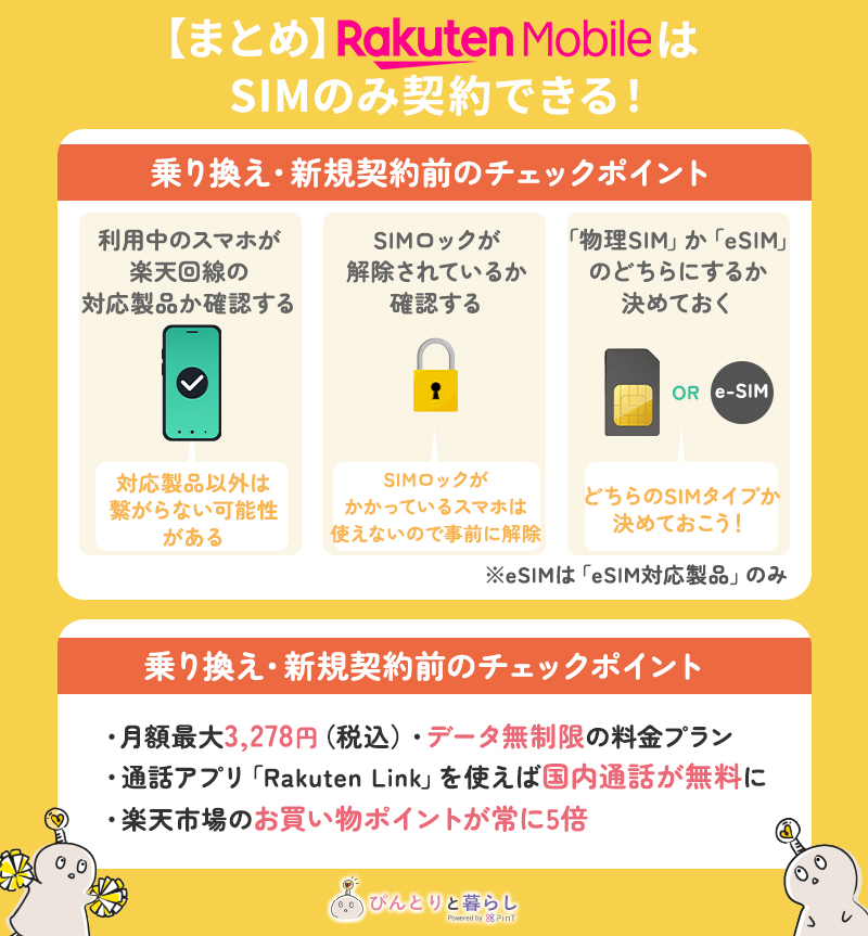 楽天モバイルはSIMのみ契約できる！