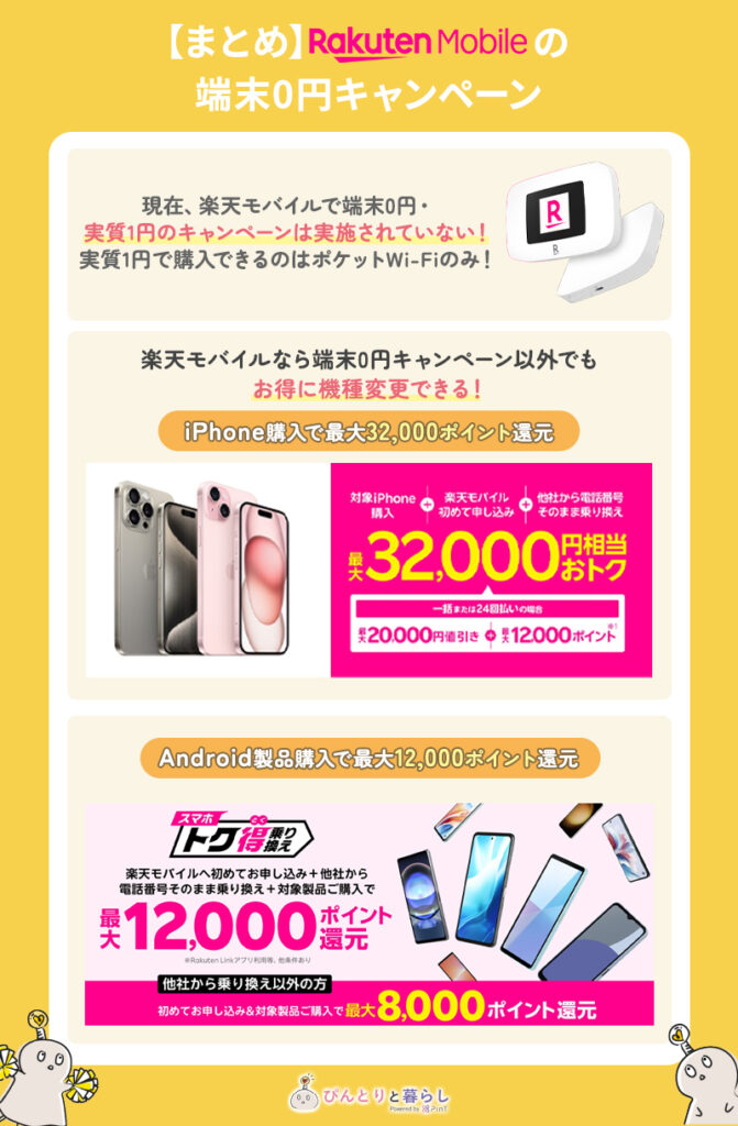 【まとめ】楽天モバイルの端末0円キャンペーン