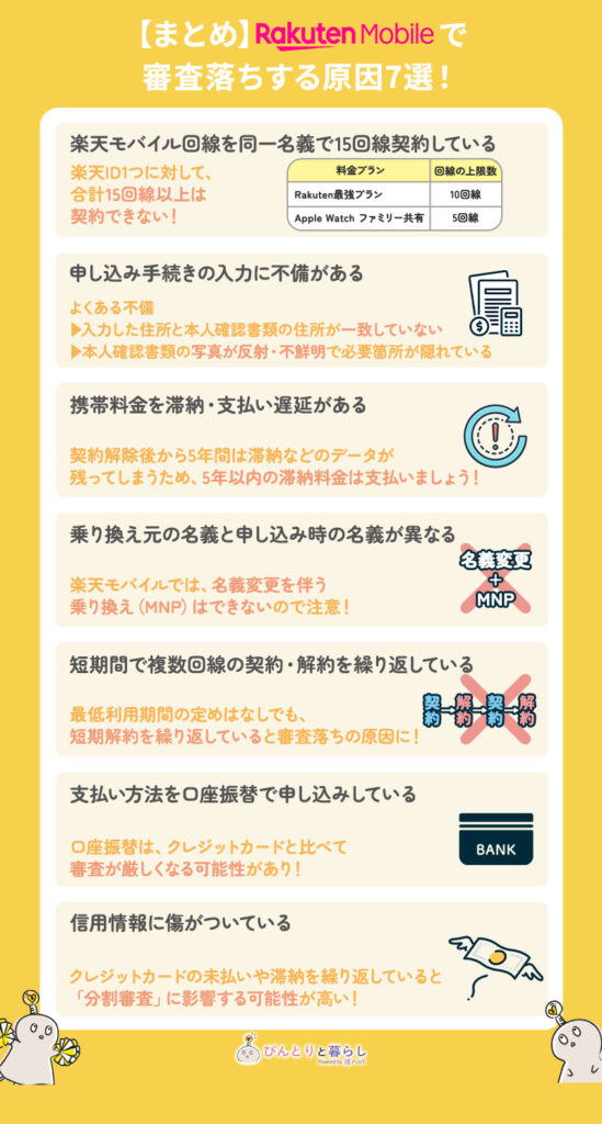 楽天モバイルで審査落ちする原因