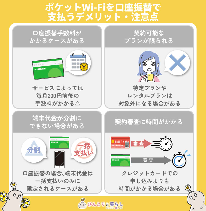 ポケットWi-Fiを口座振替で支払うデメリット・注意点