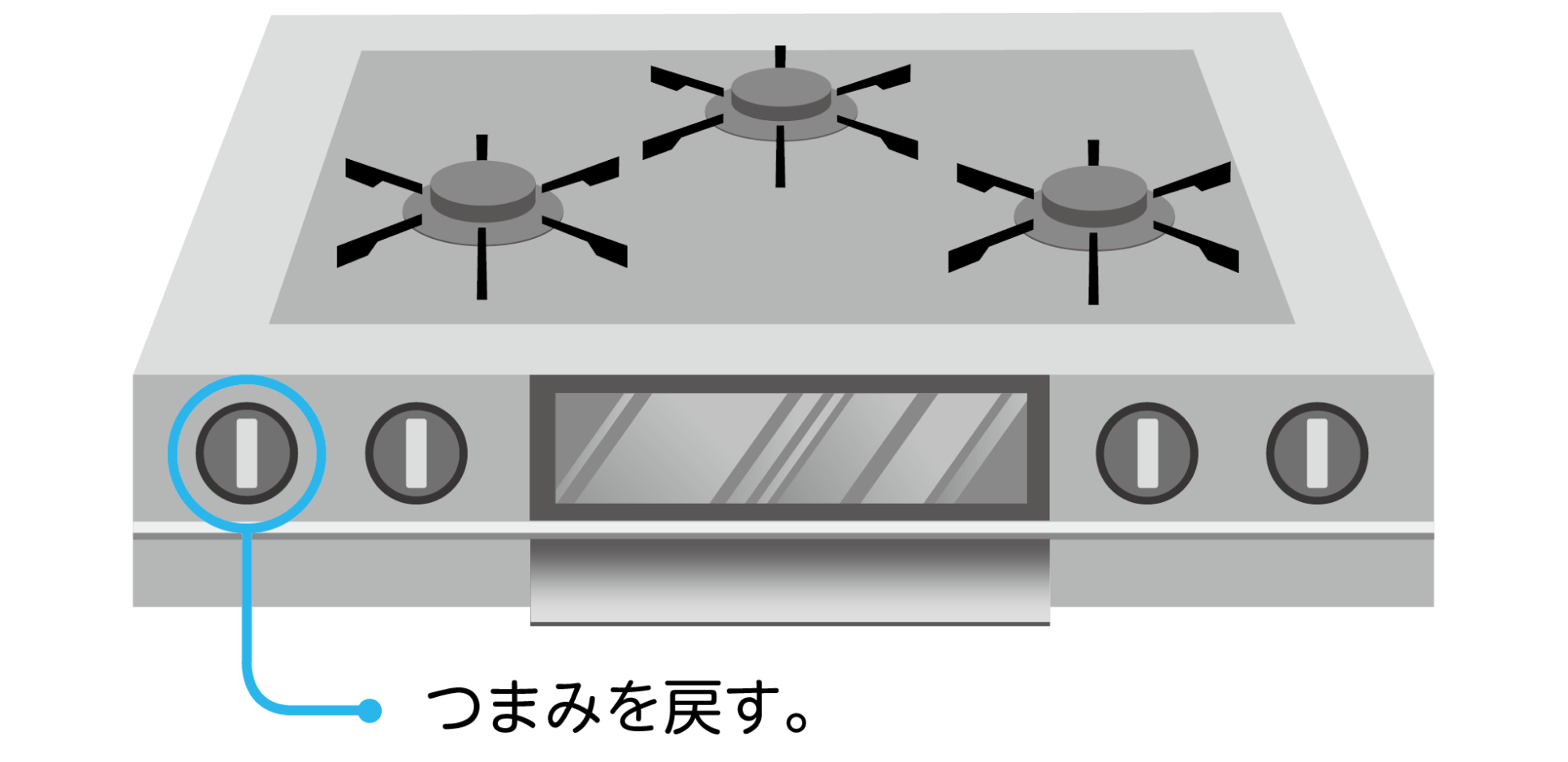 つまみを戻す。